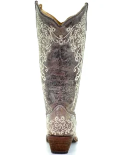 Corral Women's Crater With Bone Embroidery Western Boots - Snip Toe -Western Cowboy Equipment 045S76 41 BK