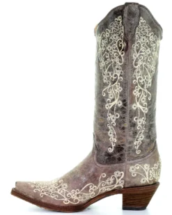 Corral Women's Crater With Bone Embroidery Western Boots - Snip Toe -Western Cowboy Equipment 045S76 41 LT