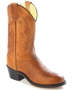 Old West Little Girls' Corona Calfskin Western Boots - Round Toe