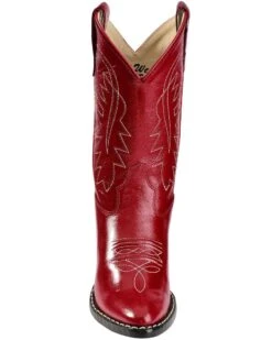Old West Girls' Red Leather Western Boots - Pointed Toe -Western Cowboy Equipment 053C67 70 FT
