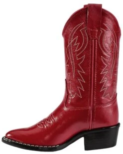 Old West Girls' Red Leather Western Boots - Pointed Toe -Western Cowboy Equipment 053C67 70 LT