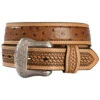 Nocona Basketweave Ostrich Print Leather Belt