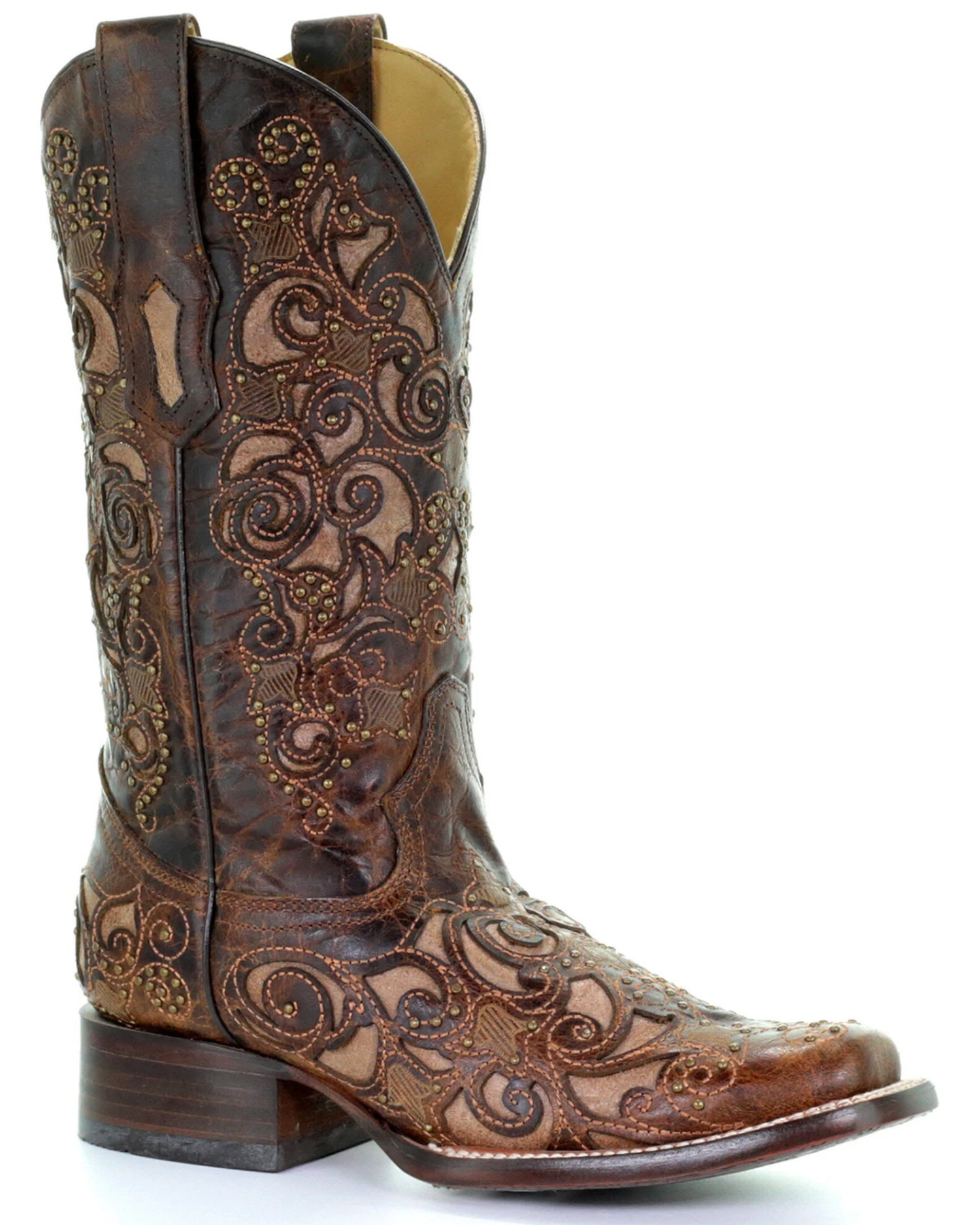 Corral Women's Embroidered Stud Inlay Western Boots 1 Corral Women's Embroidered Stud Inlay Western Boots