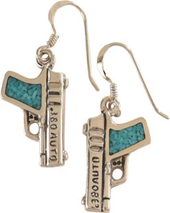 Silver Legends Women's Turquoise 380 Auto Pistol Earrings 