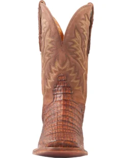 El Dorado Men's Handmade Caiman Back Brass Stockman Boots - Broad Square Toe -Western Cowboy Equipment 2000221949 221 FT