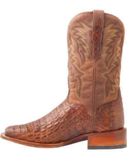 El Dorado Men's Handmade Caiman Back Brass Stockman Boots - Broad Square Toe -Western Cowboy Equipment 2000221949 221 LT