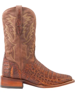 El Dorado Men's Handmade Caiman Back Brass Stockman Boots - Broad Square Toe -Western Cowboy Equipment 2000221949 221 RT