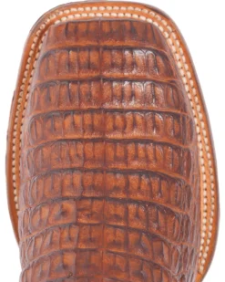 El Dorado Men's Handmade Caiman Back Brass Stockman Boots - Broad Square Toe -Western Cowboy Equipment 2000221949 221 TP