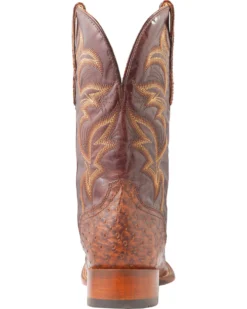 El Dorado Men's Handmade Full Quill Ostrich Stockman Boots - Broad Square Toe -Western Cowboy Equipment 2000221953 221 BK
