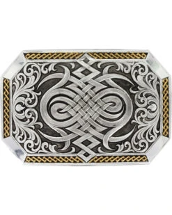 Montana Silversmiths Men's Silver Antiqued Celtic Knot Buckle 