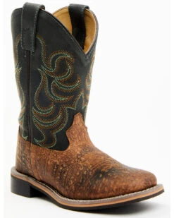 Smoky Mountain Boys' Jesse Bison Leather Print Boot - Square Toe