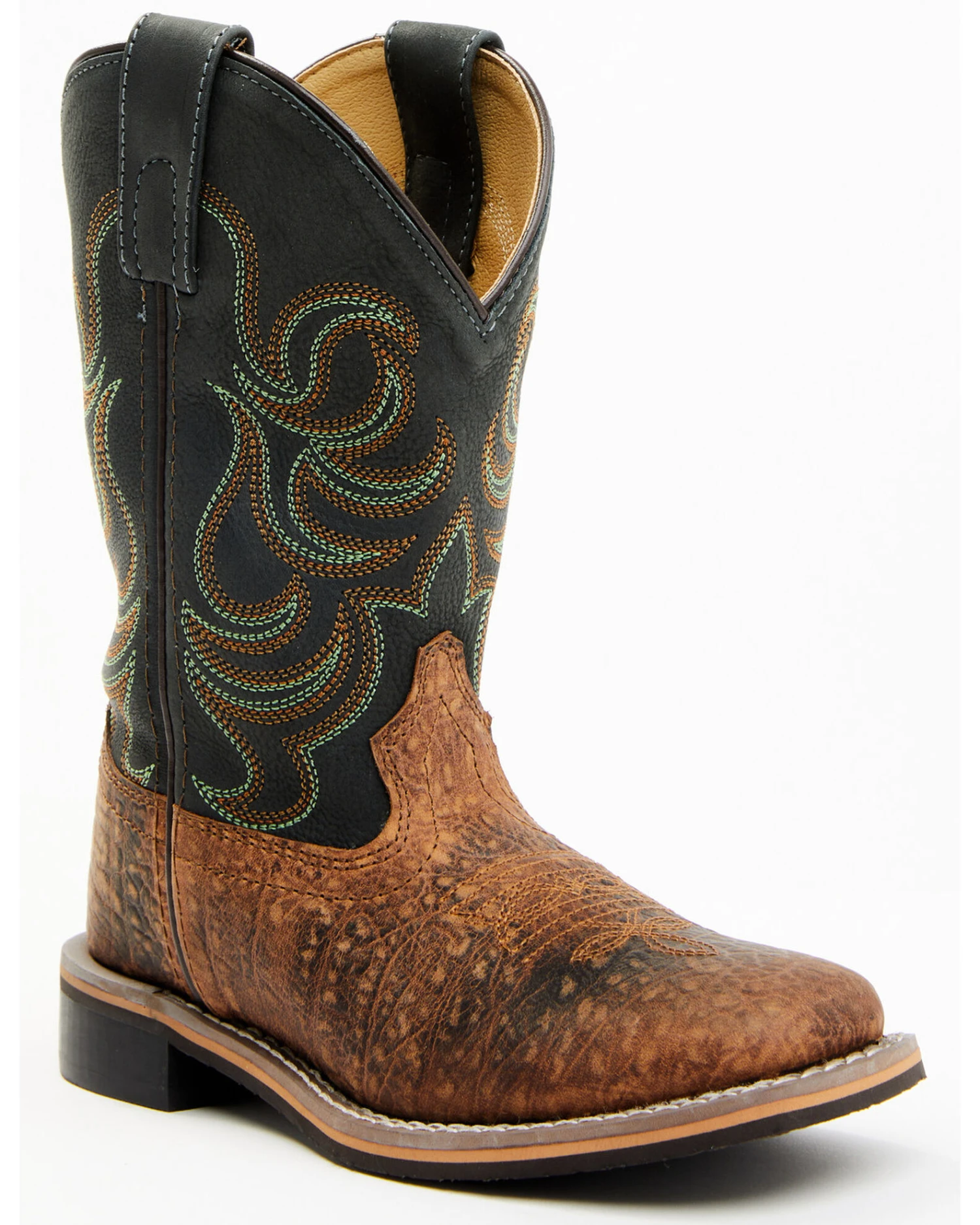 Smoky Mountain Boys' Jesse Bison Leather Print Boot - Square Toe 1 Smoky Mountain Boys' Jesse Bison Leather Print Boot - Square Toe