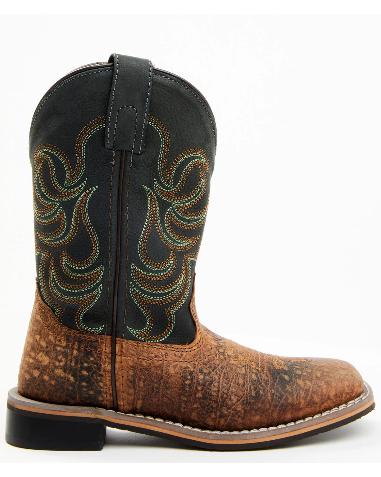 Smoky Mountain Boys' Jesse Bison Leather Print Boot - Square Toe 2 Smoky Mountain Boys' Jesse Bison Leather Print Boot - Square Toe - Image 2