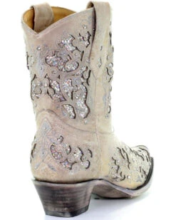 Corral Women's Metallic Glitter Inlay & Crystal Boots - Snip Toe -Western Cowboy Equipment 2000241024 100 D2