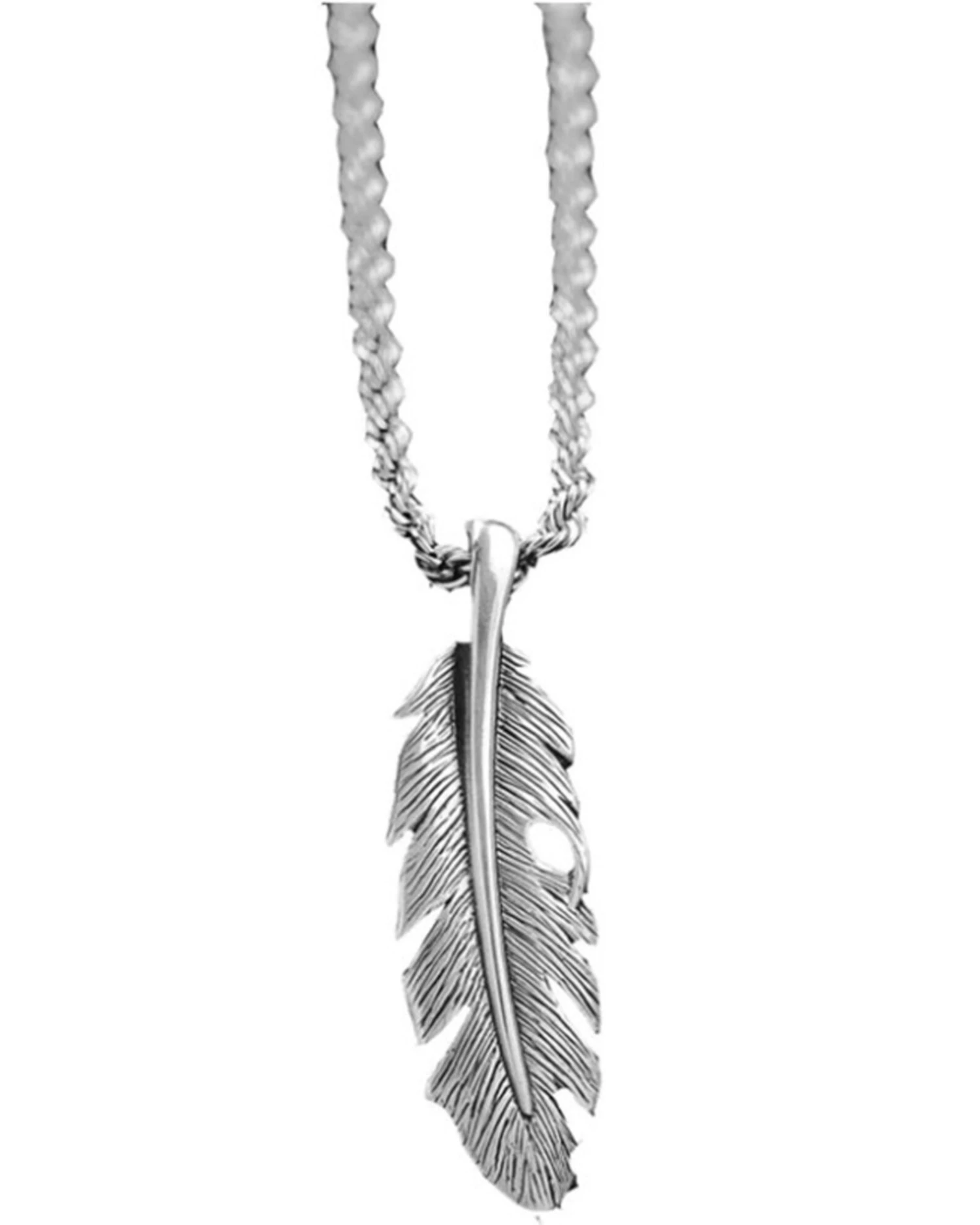 M & F Western Men's Silver Twisted Feather Necklace 1 M & F Western Men's Silver Twisted Feather Necklace