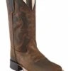 Old West Boys' Brown Western Boots - Broad Square Toe