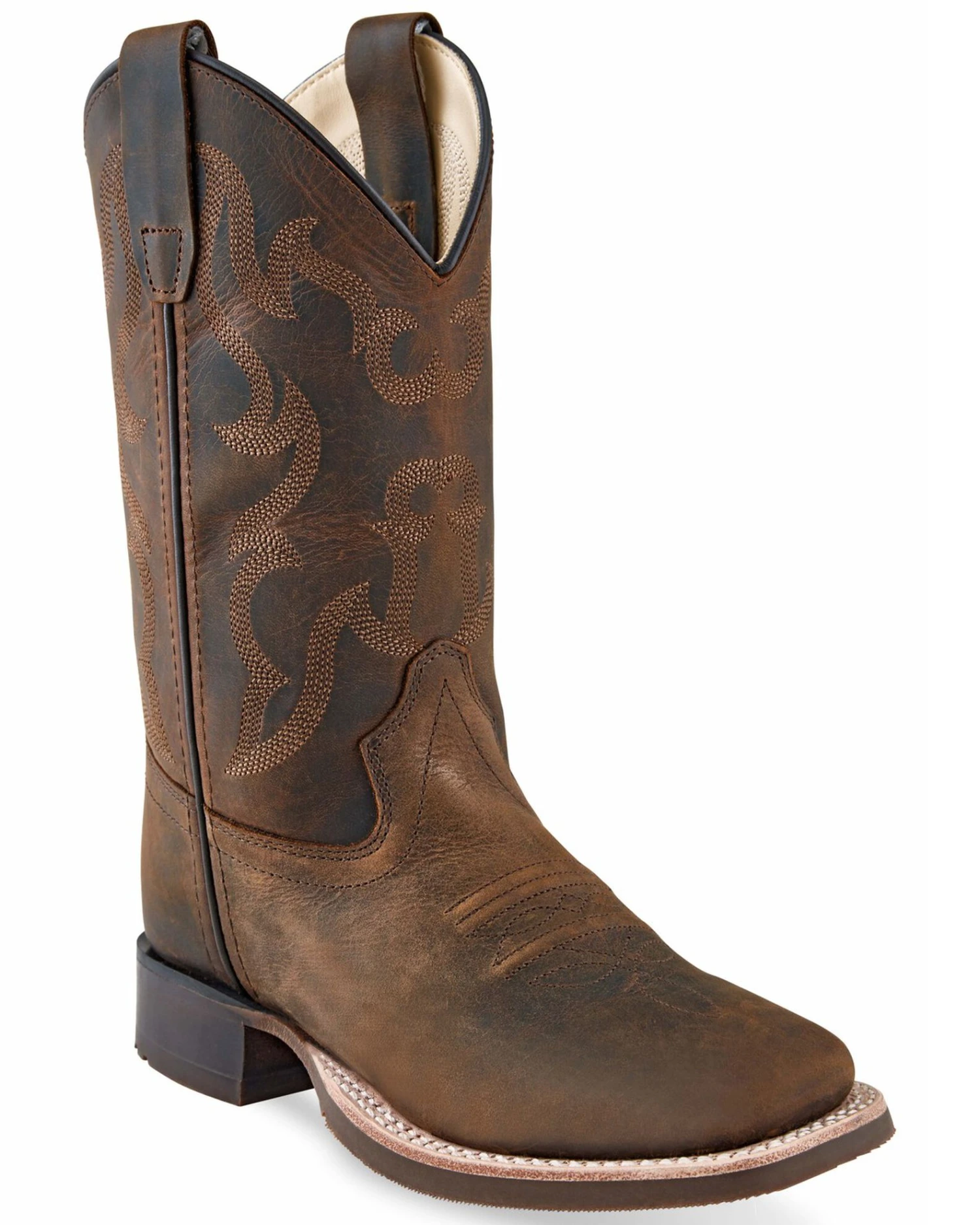 Old West Boys' Brown Western Boots - Broad Square Toe 1 Old West Boys' Brown Western Boots - Broad Square Toe