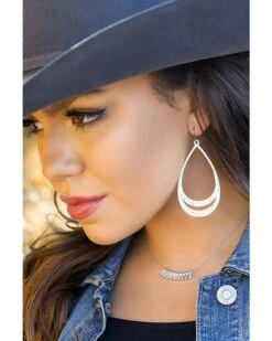 Montana Silversmiths Women's Think Twice Teardrop Earrings 5 Montana Silversmiths Women's Think Twice Teardrop Earrings -Western Cowboy Equipment 2000325870 040 P3