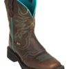 Justin Women's Mandra Chocolate Western Boots - Broad Square Toe