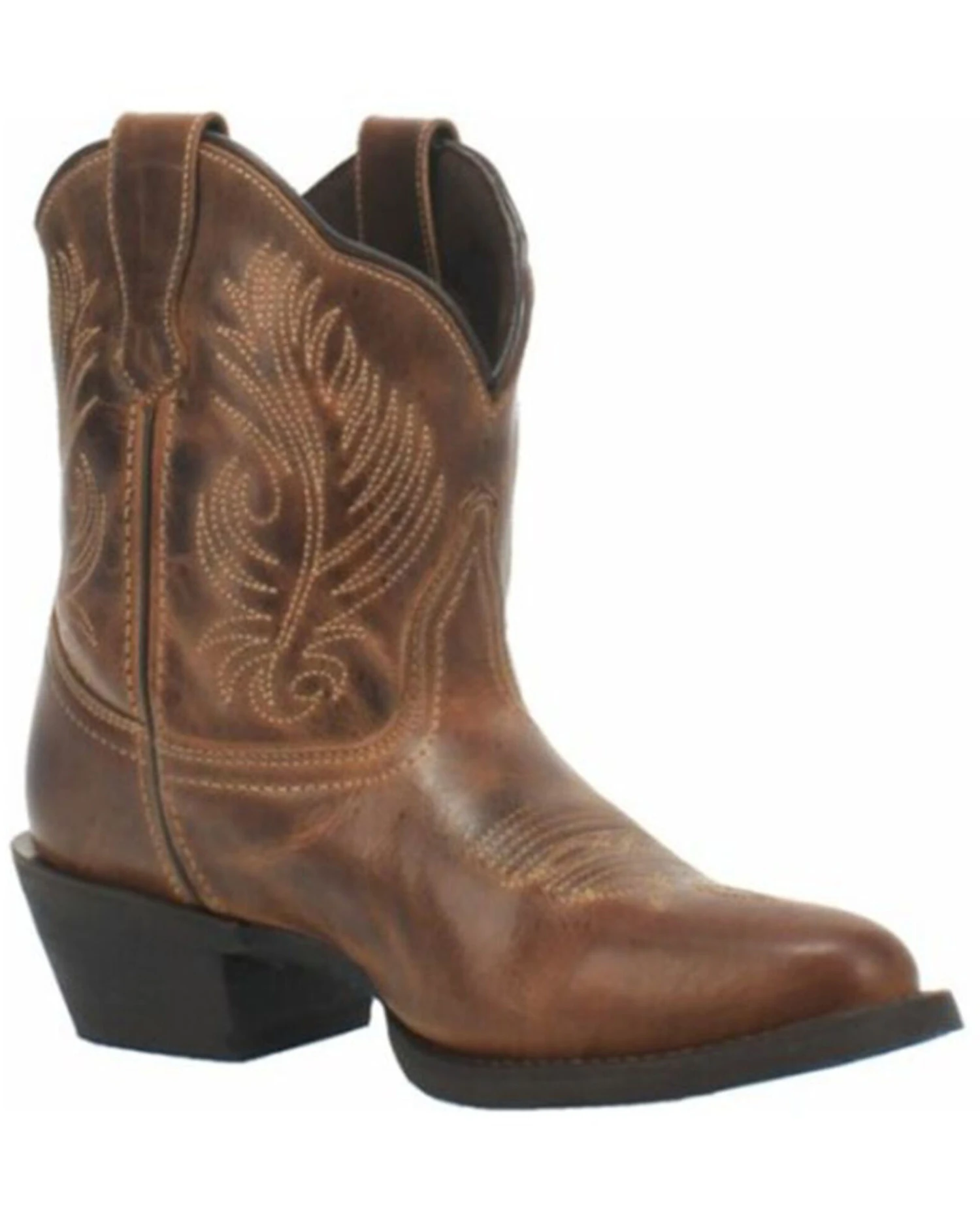 Laredo Women's Brown Shortie Western Booties - Round Toe 1 Laredo Women's Brown Shortie Western Booties - Round Toe