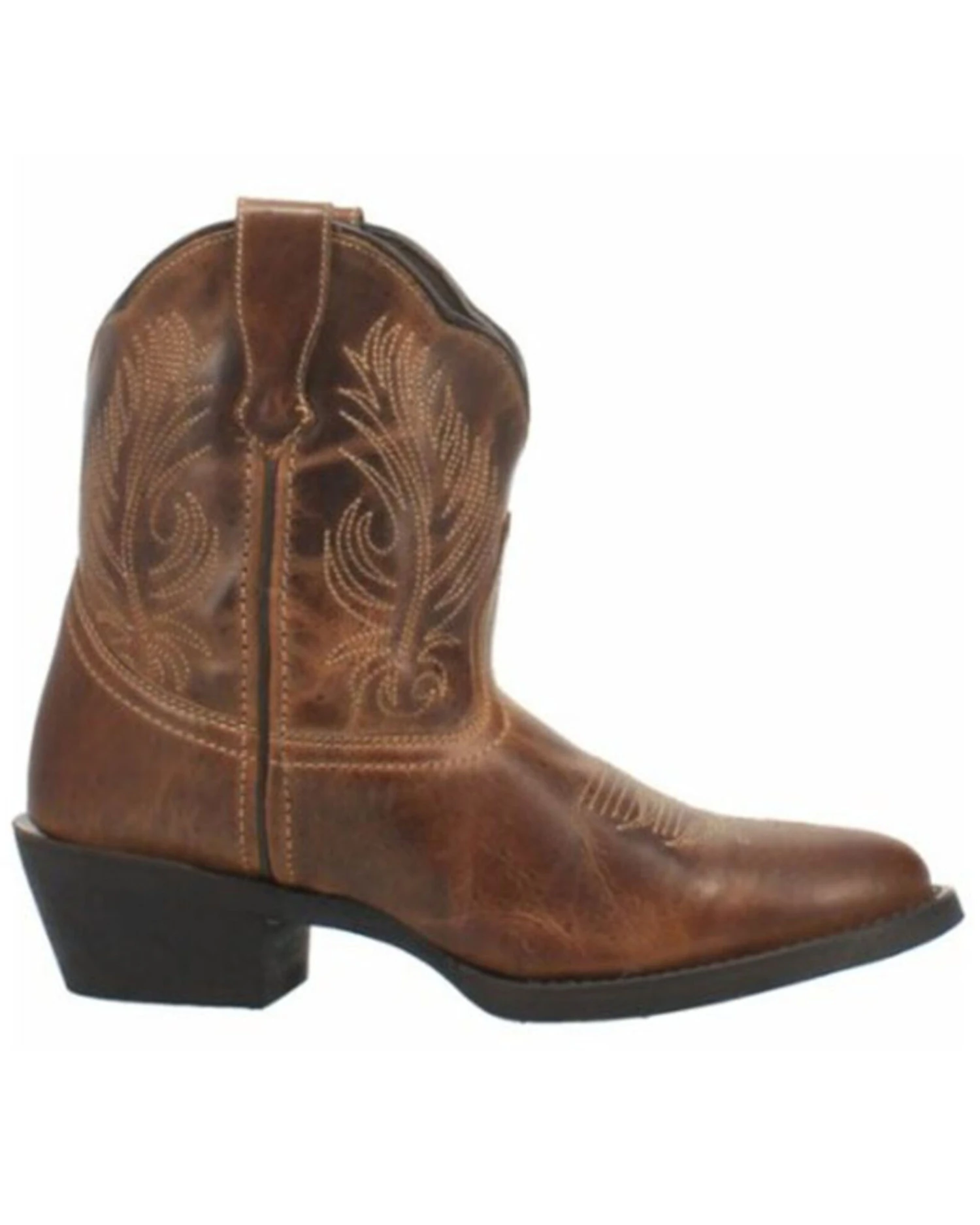 Laredo Women's Brown Shortie Western Booties - Round Toe 2 Laredo Women's Brown Shortie Western Booties - Round Toe - Image 2
