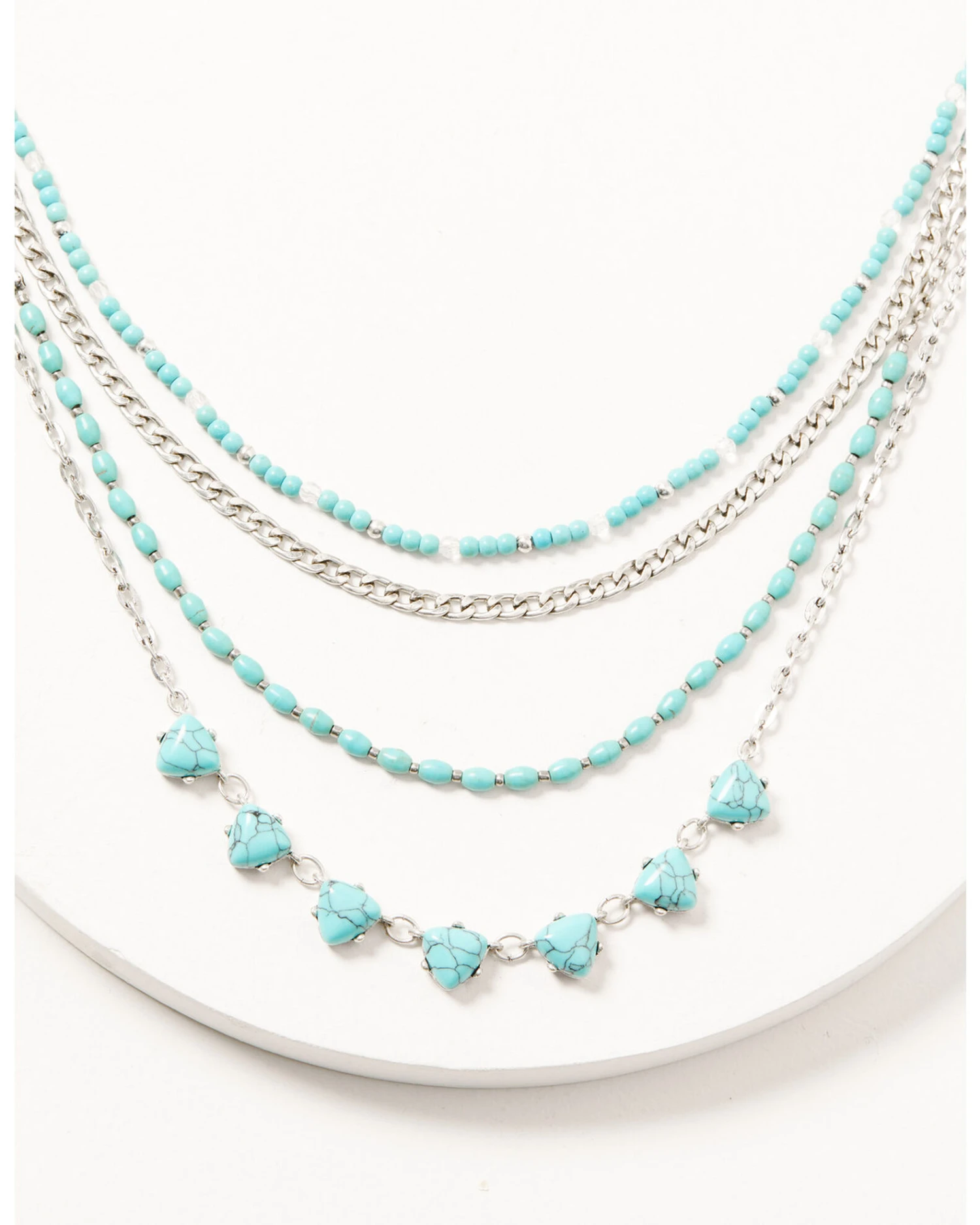 Prime Time Jewelry Women's Turquoise & Silver Layered Necklace Set 1 Prime Time Jewelry Women's Turquoise & Silver Layered Necklace Set