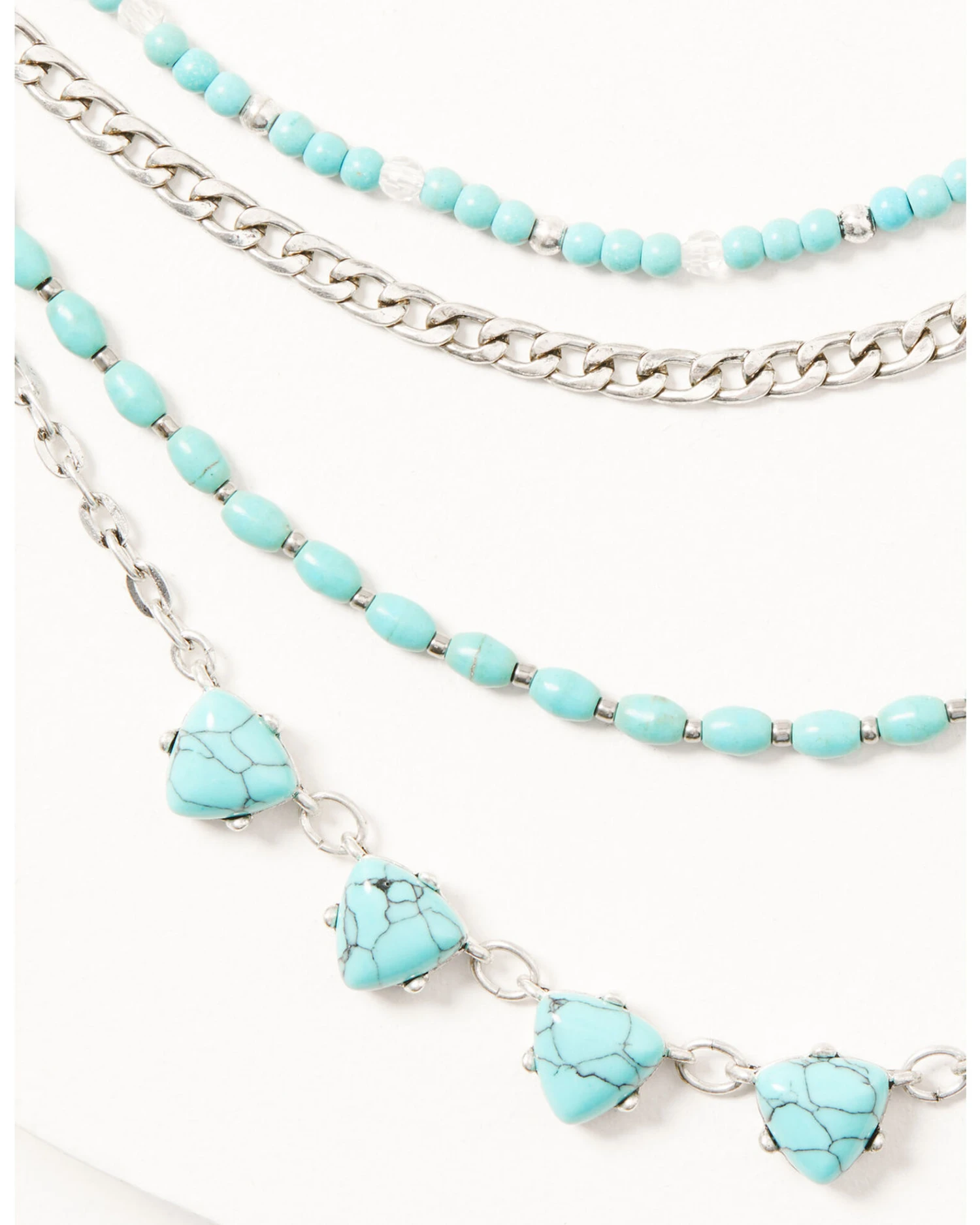 Prime Time Jewelry Women's Turquoise & Silver Layered Necklace Set 2 Prime Time Jewelry Women's Turquoise & Silver Layered Necklace Set - Image 2