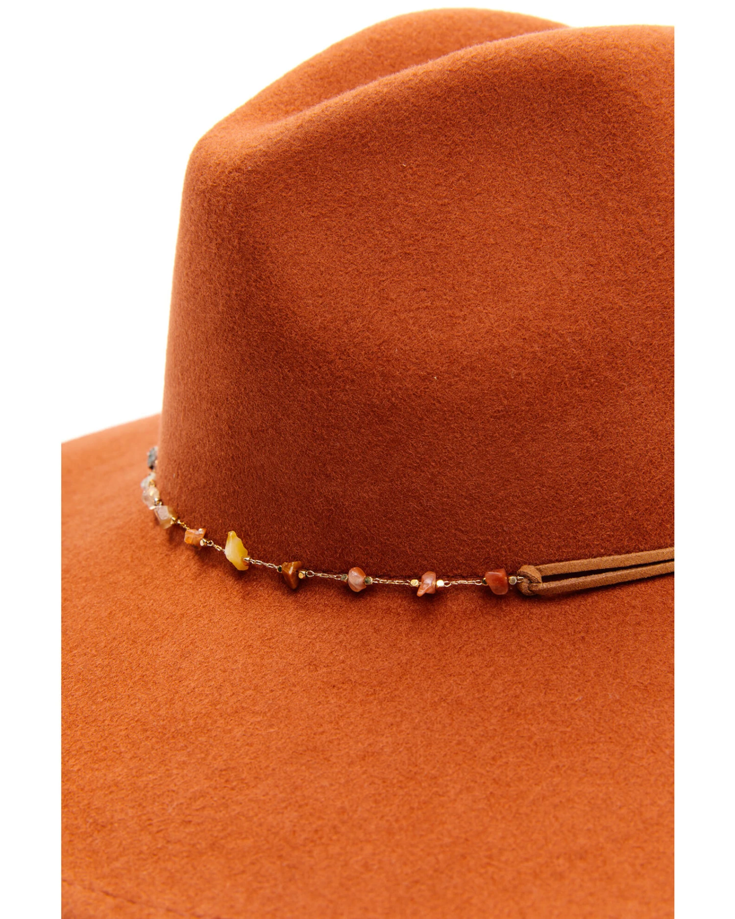 Shyanne Women's Rust Copper Beaded Rust Band Wool Felt Western Fedora Hat 2 Shyanne Women's Rust Copper Beaded Rust Band Wool Felt Western Fedora Hat - Image 2