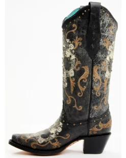 Corral Women's Floral Skull Embroidery & Studs Western Boots - Snip Toe -Western Cowboy Equipment 2000340854 001 P3