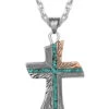 Montana Silversmiths Men's Inner Light Turquoise Cross Necklace