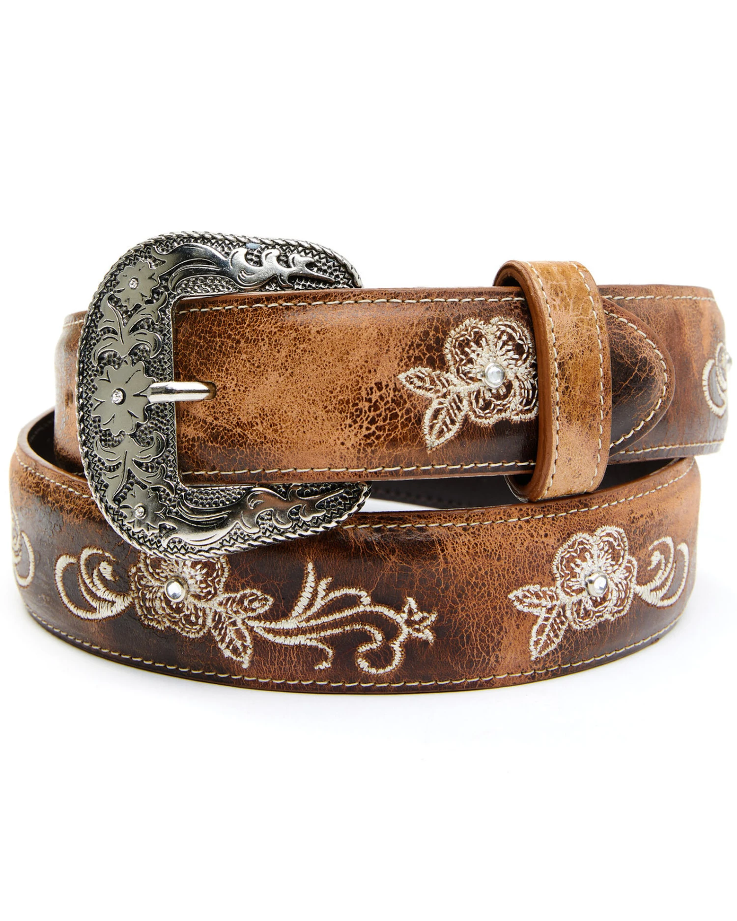 Shyanne Women's Lasy Cream Floral Western Belt 1 Shyanne Women's Lasy Cream Floral Western Belt