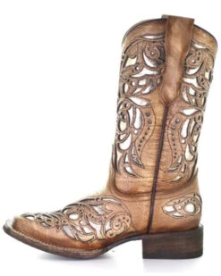 Corral Girls' Shiny Inlay Western Boots - Square Toe -Western Cowboy Equipment 2000345519 280 P3