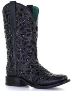 Corral Women's Inlay Embroidered & Stud Cowgirl Boots - Square Toe