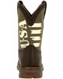Durango Boys' Lil' Rebel USA Flag Western Boots - Broad Square Toe -Western Cowboy Equipment 2000355865 201 P5