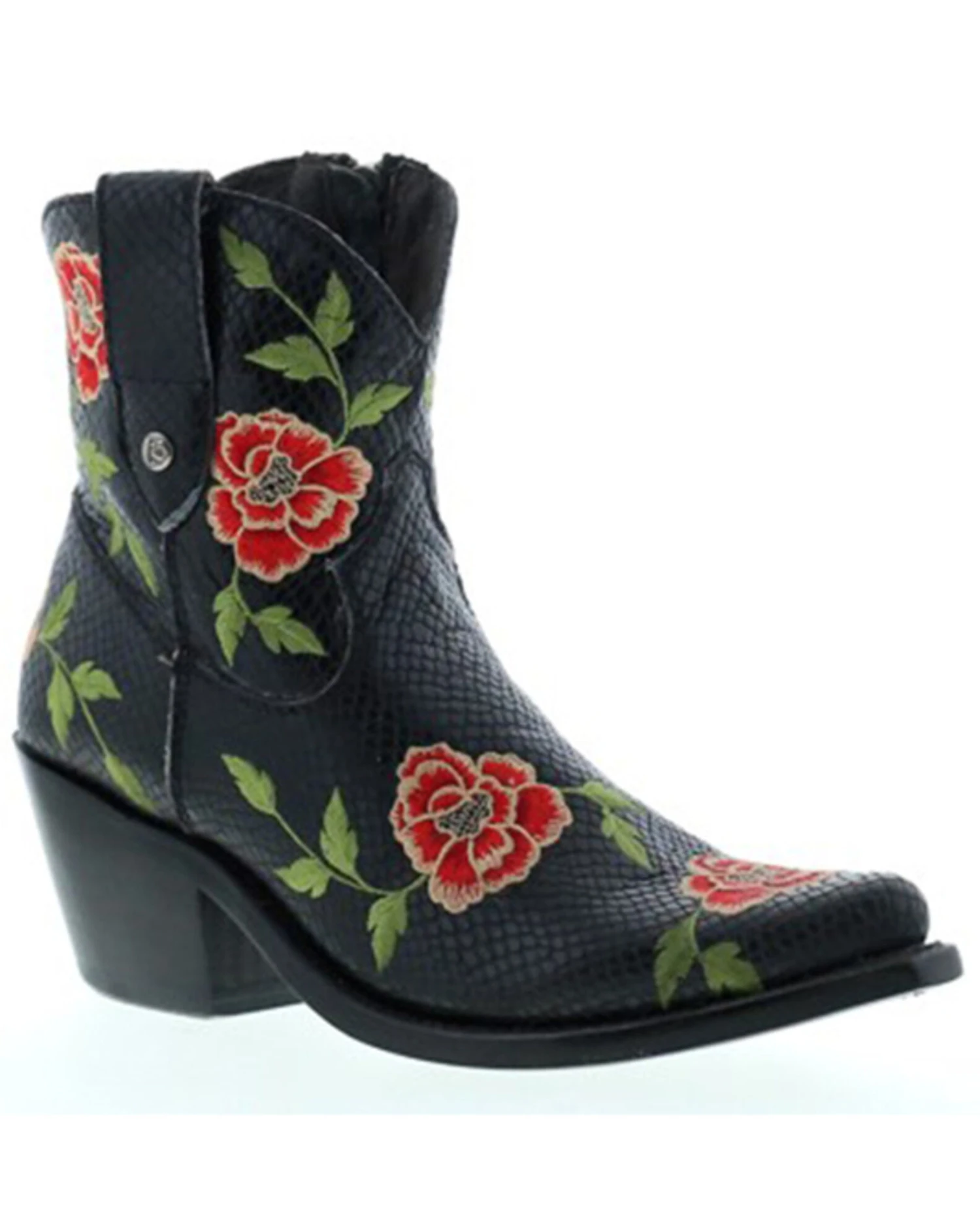 Liberty Black Women's Adela Rose Embroidery Fashion Booties - Snip Toe 1 Liberty Black Women's Adela Rose Embroidery Fashion Booties - Snip Toe