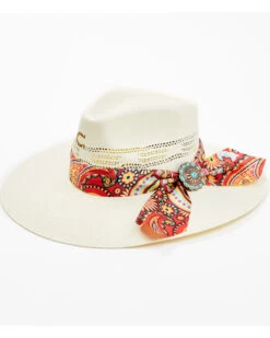Charlie 1 Horse Women's Chisos Floral Paisley Print Western Straw Hat