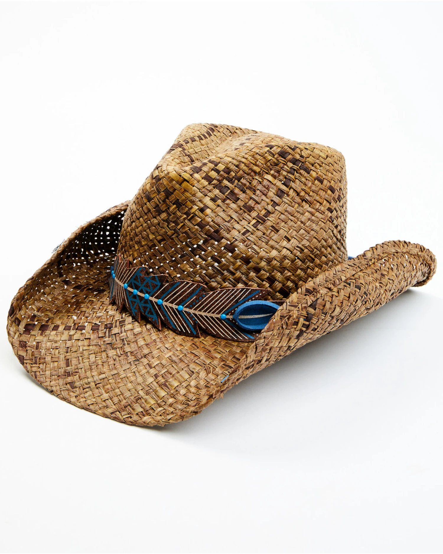 Shyanne Women's Plumazles Brown Leaf Band Raffia Straw Western Hat 1 Shyanne Women's Plumazles Brown Leaf Band Raffia Straw Western Hat