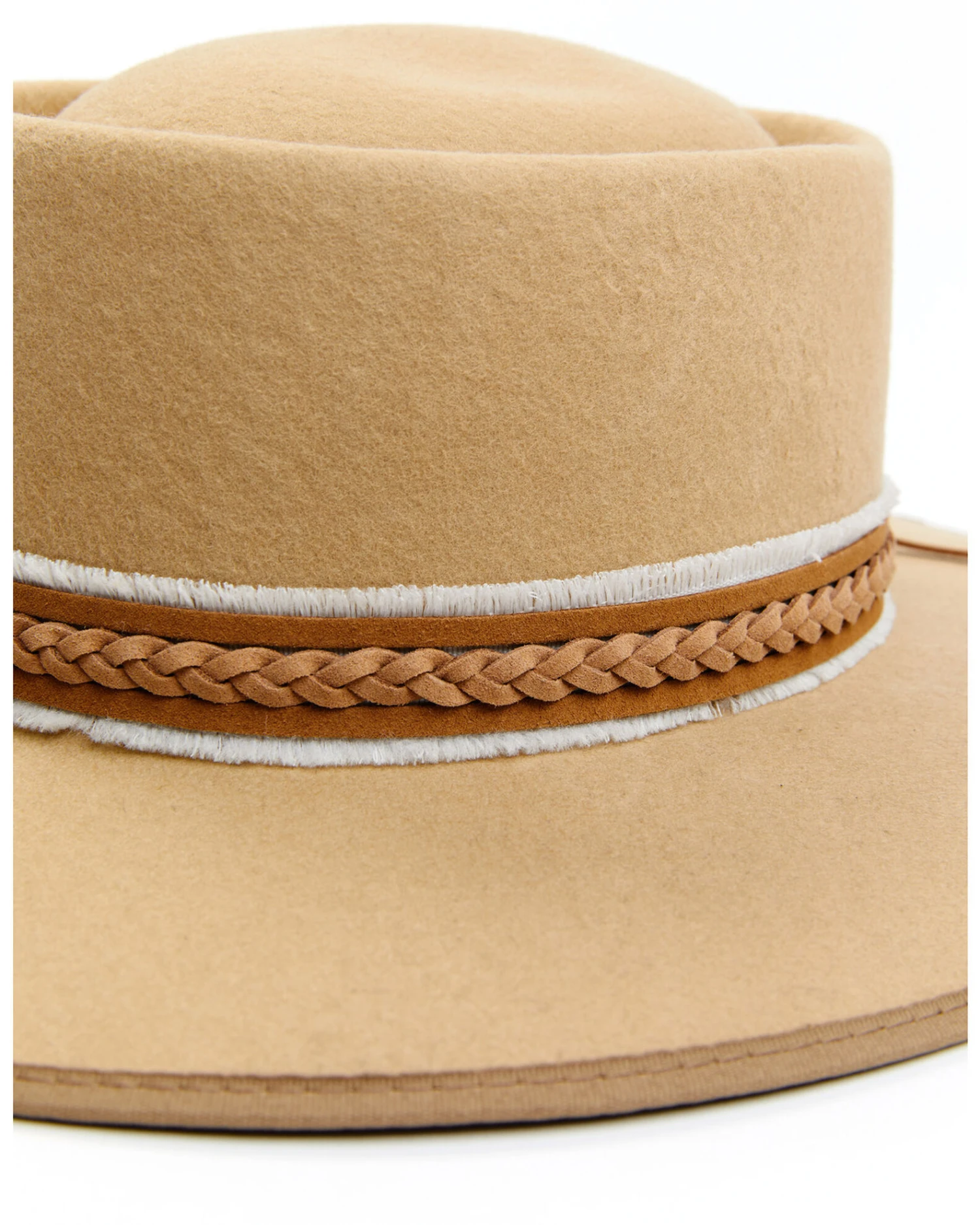 Shyanne Women's Wool Felt Braided Faux Leather Ribbon Western Hat 2 Shyanne Women's Wool Felt Braided Faux Leather Ribbon Western Hat - Image 2