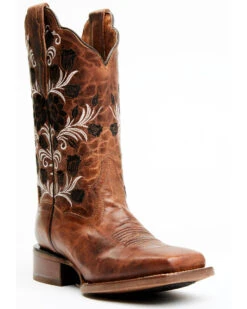 Dan Post Women's Athena Floral Embroidered Western Performance Boots - Broad Square Toe