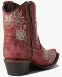 Corral Women's Flowered Embroidery Ankle Western Booties - Snip Toe 8 Corral Women's Flowered Embroidery Ankle Western Booties - Snip Toe -Western Cowboy Equipment 2000371810 920 P4