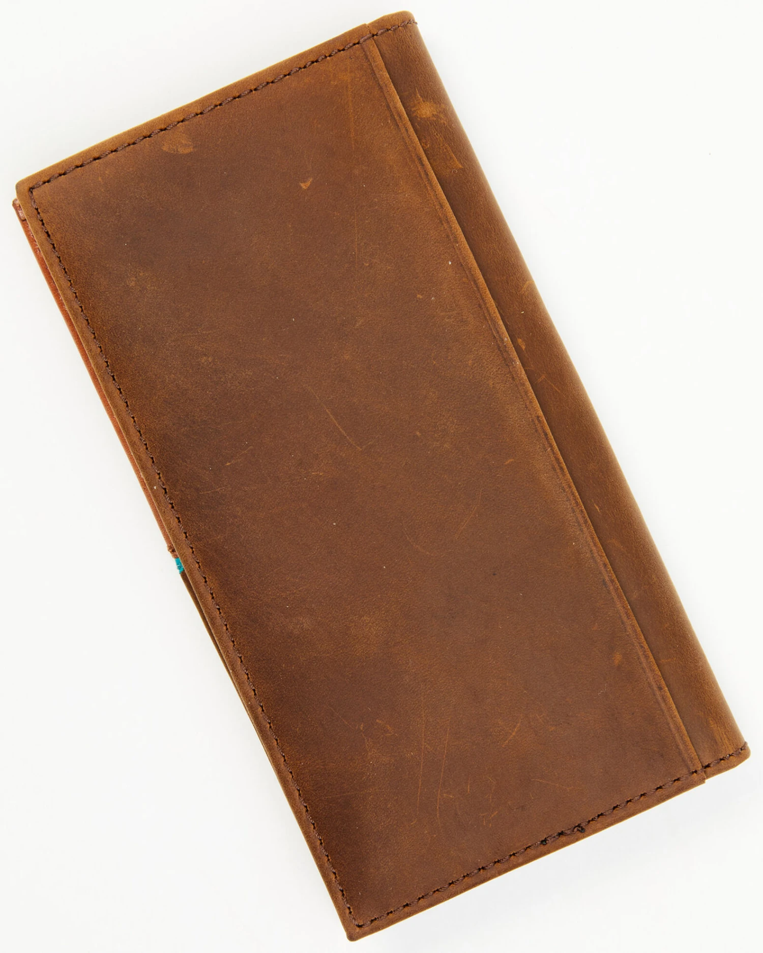 Cody James Men's Turquoise Underlay & Brown Tooled Rodeo Wallet 3 Cody James Men's Turquoise Underlay & Brown Tooled Rodeo Wallet - Image 3