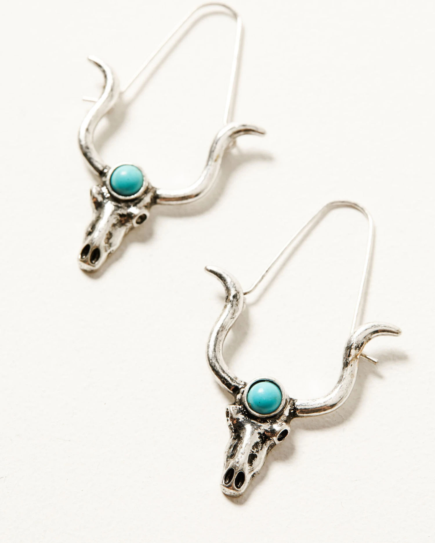 Shyanne Women's Dakota Silver & Turquoise Longhorn Hoop Earrings 2 Shyanne Women's Dakota Silver & Turquoise Longhorn Hoop Earrings - Image 2
