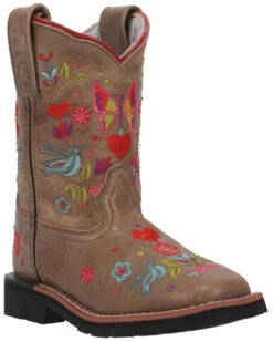 Dan Post Girls' Embroidered Western Boots - Broad Square Toe