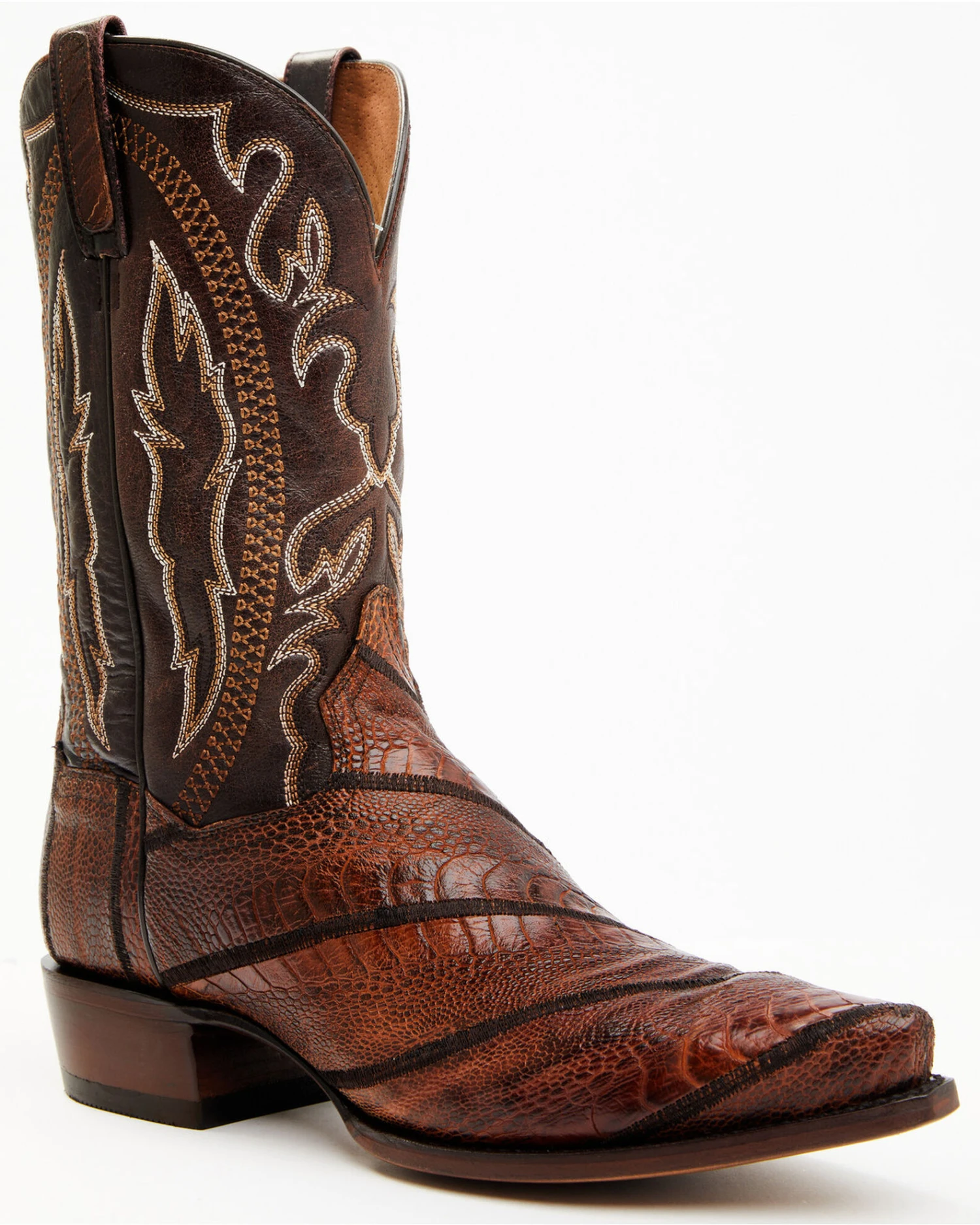 Dan Post Men's Exotic Wrapped Ostrich Leg Western Boots - Snip Toe 1 Dan Post Men's Exotic Wrapped Ostrich Leg Western Boots - Snip Toe