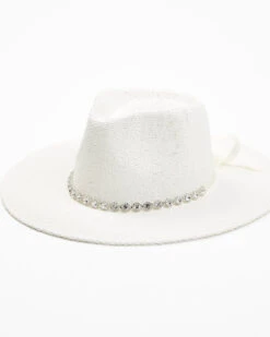 Nikki Beach Women's White Krystal Australian Toyo Fedora Hat