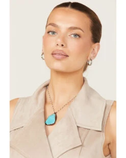 Merkababe Designs Women's Turquoise & Moonstone Beaded Chain Necklace