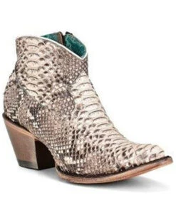 Corral Women's Exotic Full Python Booties - Almond Toe