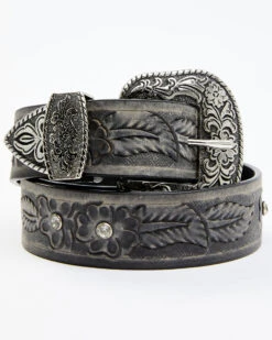 The Leathery Women's Rhinestone Snaps Leather Belt