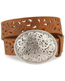 Tony Lama Floral Cutout Leather Belt